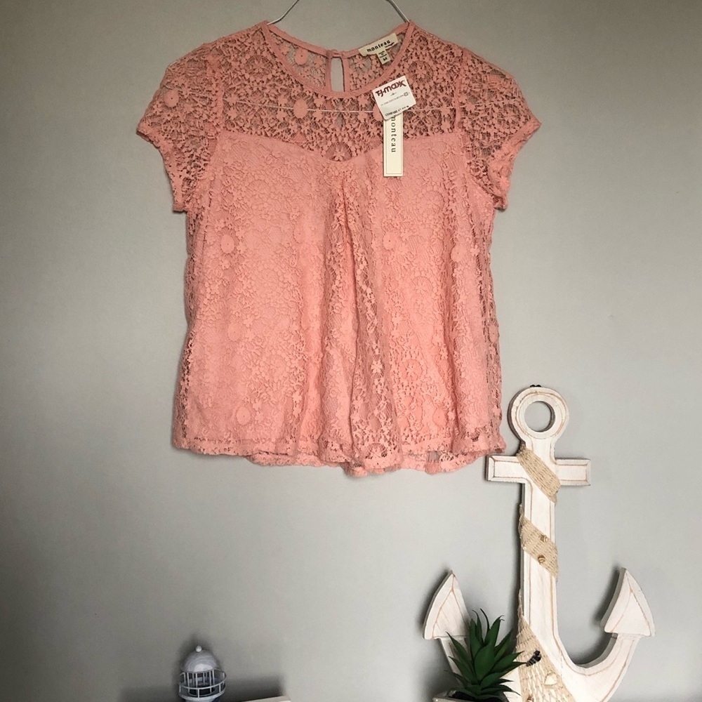 Monteau Pink Lace Top